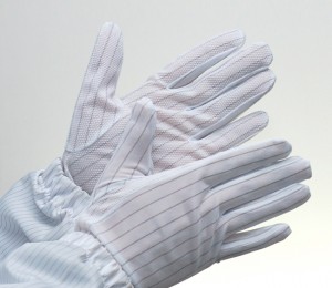 Antistatic PVC and PU dotted glove